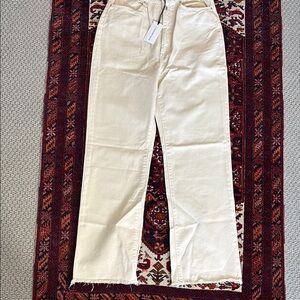 High Rise Cream Jeans with Relaxed Fit